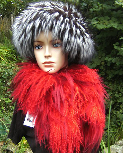 Tibetlamm-Schal Angoraziege rot