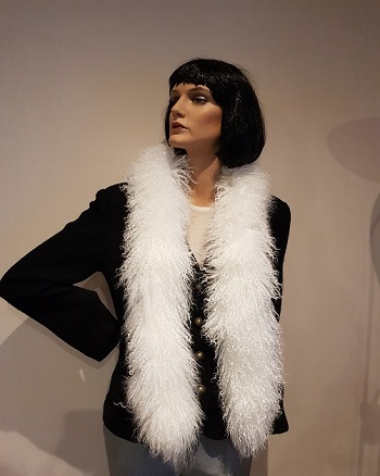 Tibetlamm-Schal Boa weiß